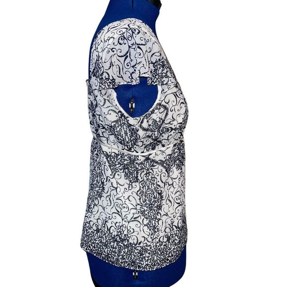 Antonio Melani Women's White/Black Short Sleeve Aline top size 12 - Picture 5 of 10